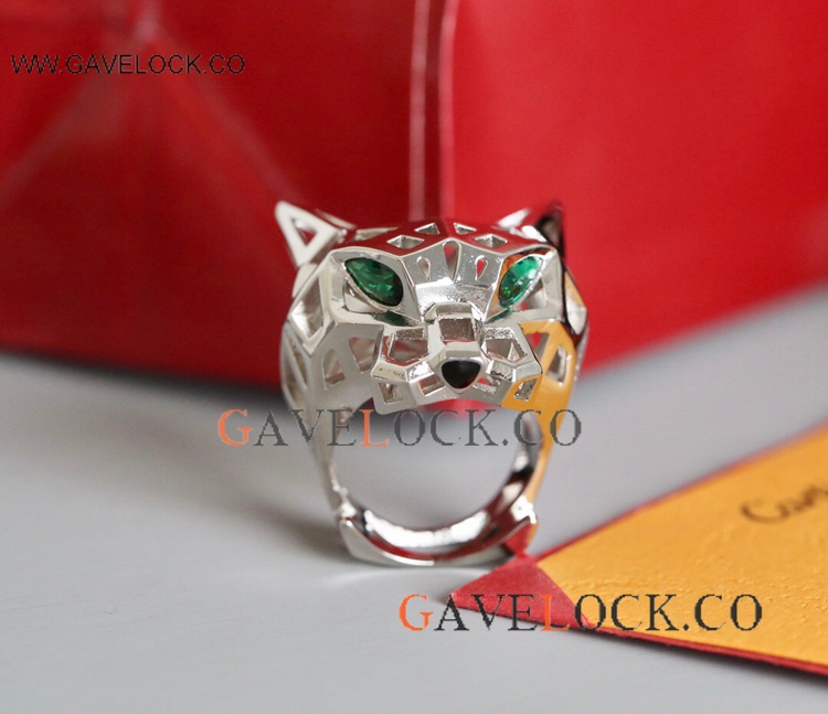 Cartier Panther Tsavorite Garnets Onyx Rings Stainless Steel